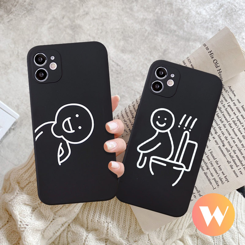 Casing Tahan Kotoran TPU Lembut Untuk Infinix Note8 10 12pro 11 Hot 10 12 11 Play 11s 9play 12 12s 20 20s 10S 10 Lite 10T Infinix Smart 45 6 Lucu Stickman Couple Staright Edge Case