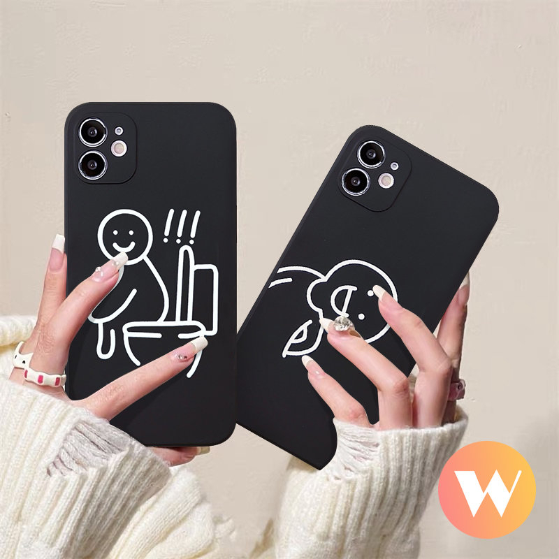 Casing Tahan Kotoran TPU Lembut Untuk Infinix Note8 10 12pro 11 Hot 10 12 11 Play 11s 9play 12 12s 20 20s 10S 10 Lite 10T Infinix Smart 45 6 Lucu Stickman Couple Staright Edge Case