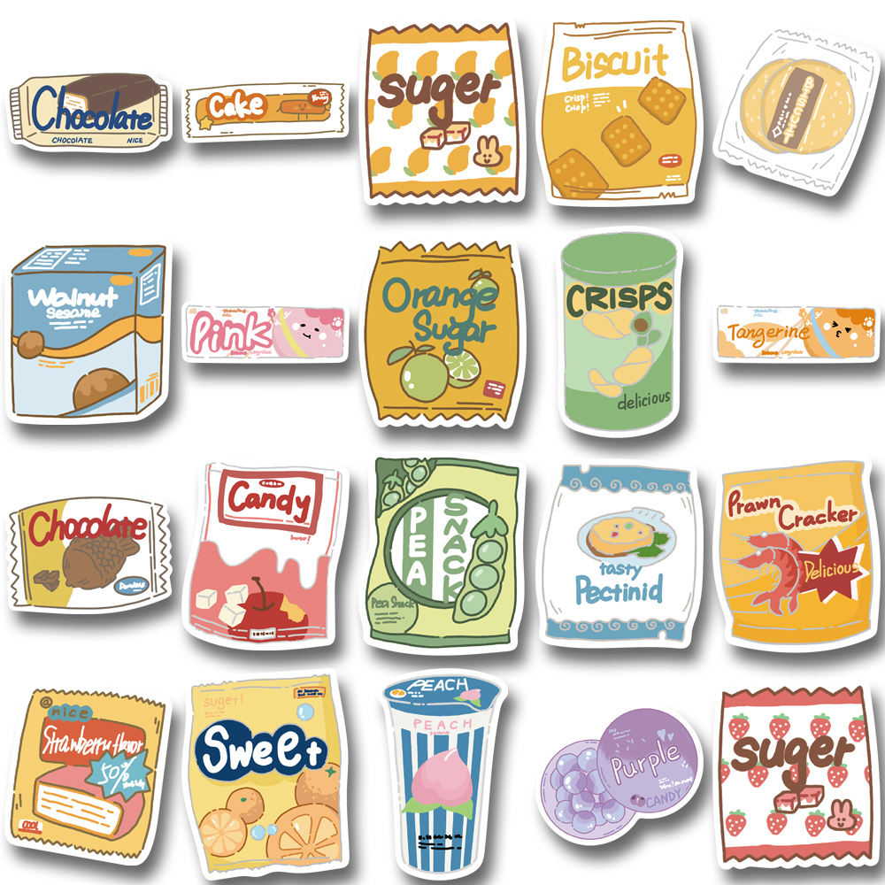 40pcs Kartun Snack Stiker Helm Laptop Dekorasi Tahan Air Decal sticker