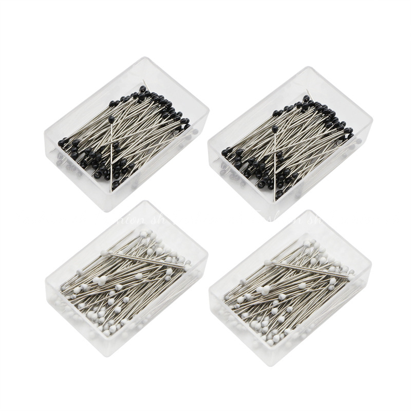 100pcs/box Jarum Panjang Mutiara Hitam Dan Putih Paduan Syal Muslim Jarum Aksesoris Pakaian Wanita