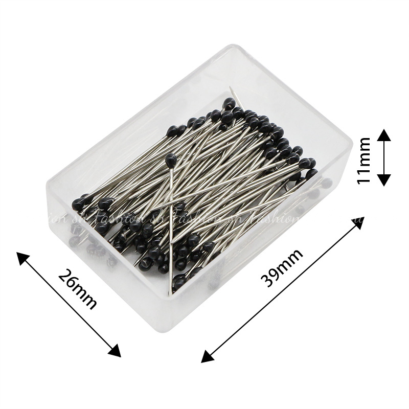 100pcs/box Jarum Panjang Mutiara Hitam Dan Putih Paduan Syal Muslim Jarum Aksesoris Pakaian Wanita