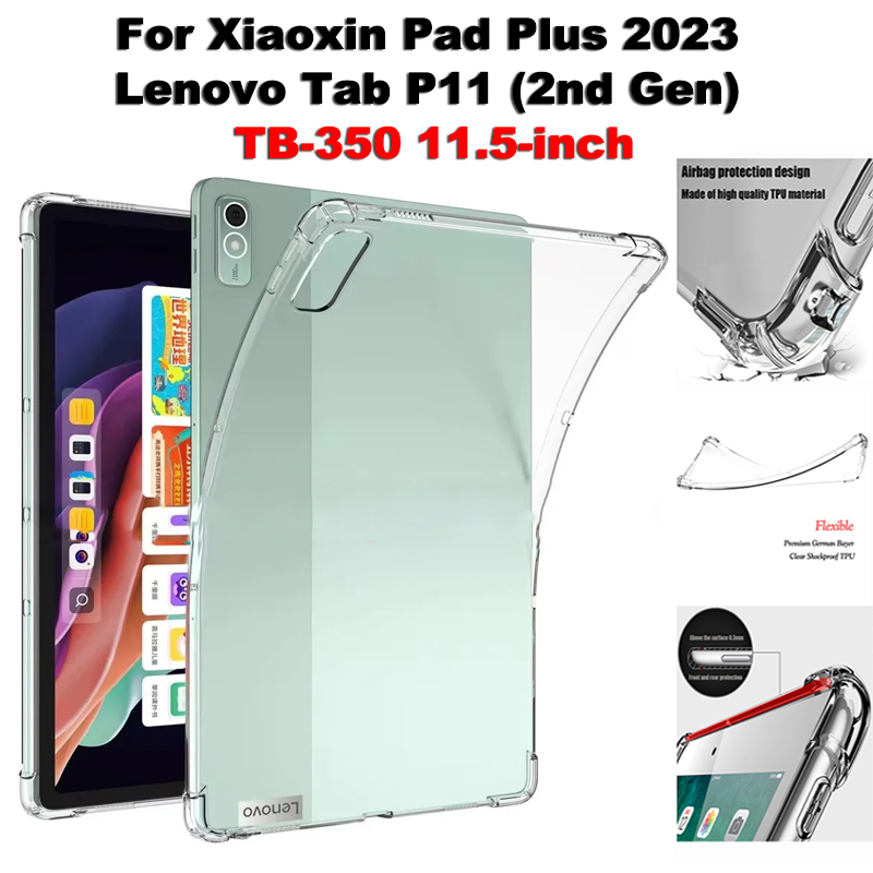 Untuk Lenovo Tab P11 2nd Gen (2022) Xiaoxin Pad Plus (2023) TB-350 11.5 &quot;Kualitas Tinggi Transparan Case Tablet Empat Sudut Anti-Jatuh Perlindungan Lembut TPU Cover