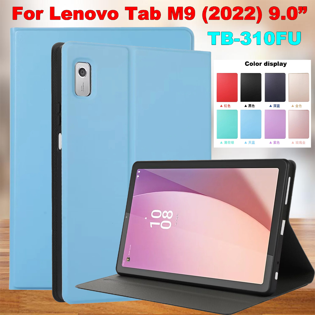 Untuk Lenovo Tab M9 (2022) 9.0 &quot;TB-310FU Tablet Flip Casing Pelindung Case Fashion Sederhana Warna Solid Tegangan Stretch Kulit Stand Cover