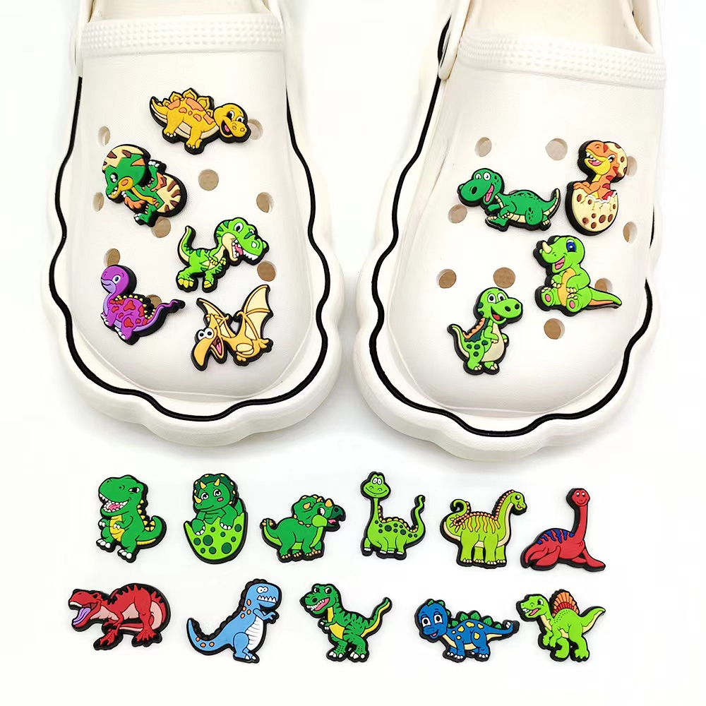 Fashion 1pcs Ornamen Dinosaurus original jibbitz crocs Pesona Sepatu Aksesoris Bakiak Sandal DIY Pin Hias Cocok Anak Laki-Laki Anak Hadiah