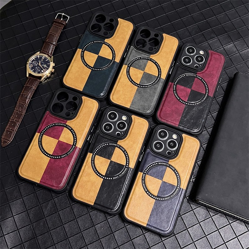 New! Casing Adsorpsi Magsafe Warna Kontras untuk iPhone 11 12 13 14 Pro Max Pelindung Kamera Kulit 13 Pro Max Soft Case dengan Fungsi Anti-jatuh dan Anti-selip