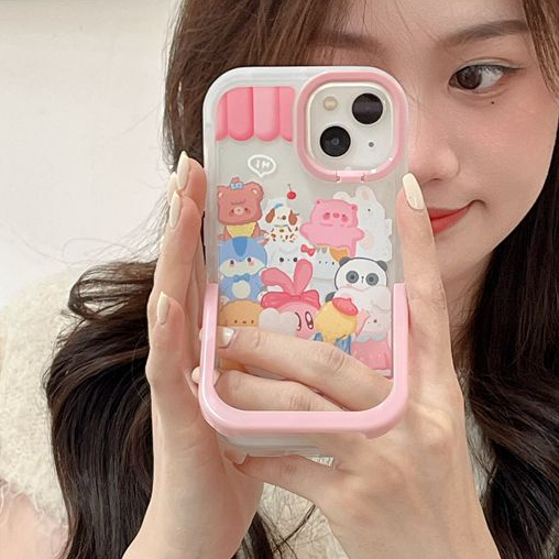 【2 Holder】Nice Girl Animal Toy Store Woman Soft Case iP iPhone X XR XS Max 11 12 13 14 + Plus Pro Max FTD Casing Apple