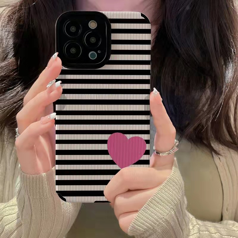 【Love】Lamb Skin Pretty Soft Case for IPhone 6S 7 Plus 8 Plus X XS XR XS Max iPhone 11 13 12 14 PRO Max ip 11 14 Plus Mini beautiful goodly Phone Case for Women Girl Striped Heart