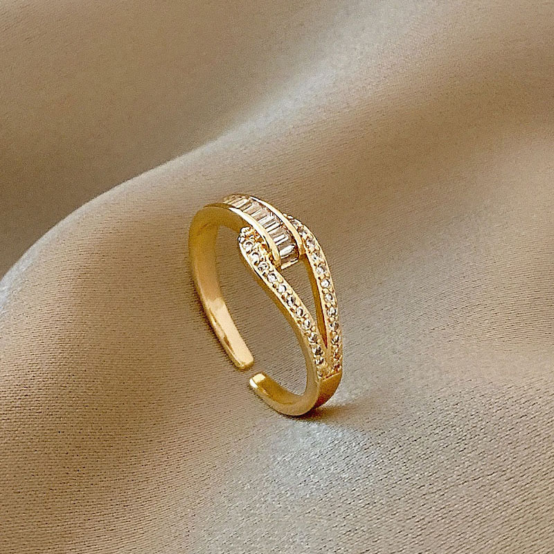 Cincin Jari Telunjuk Sederhana Wanita Fashion Cincin Terbuka Perhiasan Tangan Zirkon Rings