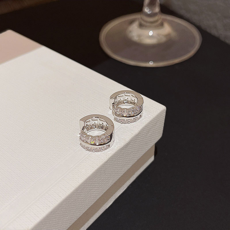 925jarum Perak Zirkon Halus Gesper Telinga Ear Studs Wanita Fashion C-shaped Earring