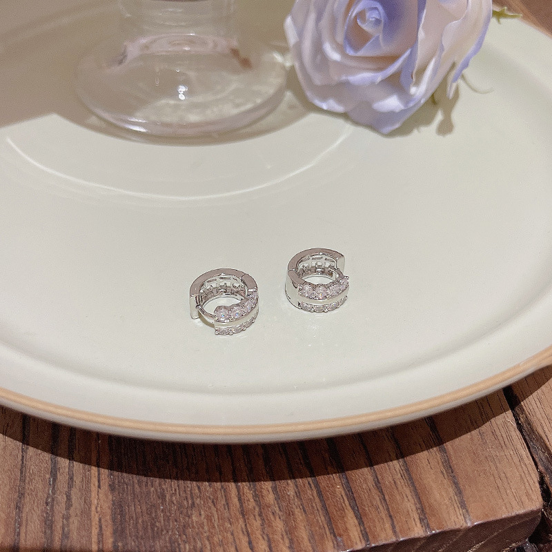 925jarum Perak Zirkon Halus Gesper Telinga Ear Studs Wanita Fashion C-shaped Earring