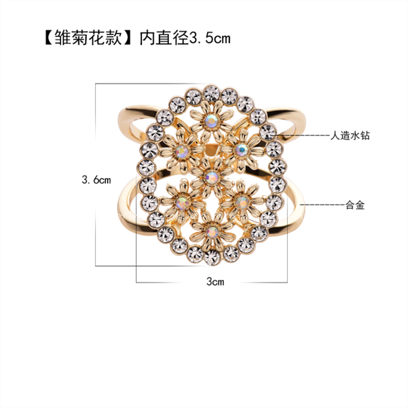 Hot Jual Cincin Syal Bunga Besar Bahan alloy Kristal Bros Aksesoris Untuk Wanita