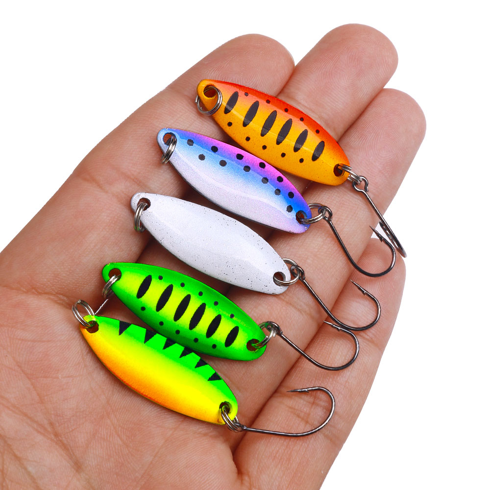 2.5g 3.6 cm Kait Tunggal Umpan Keras Umpan Trout Bertengger Chub Salmon Metal Spoon Fishing Lure 5warna