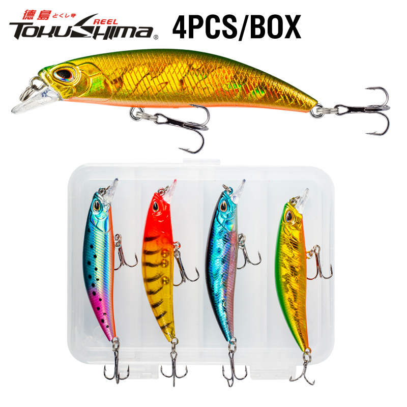 6.8 Cm/4g 4 Pcs/Kotak Air Asin Air Tawar Memancing Umpan Keras Set 3D Mata Ikan Kecil Berenangbaits Memancing Umpan Kit Untuk Bass Trout Walleye