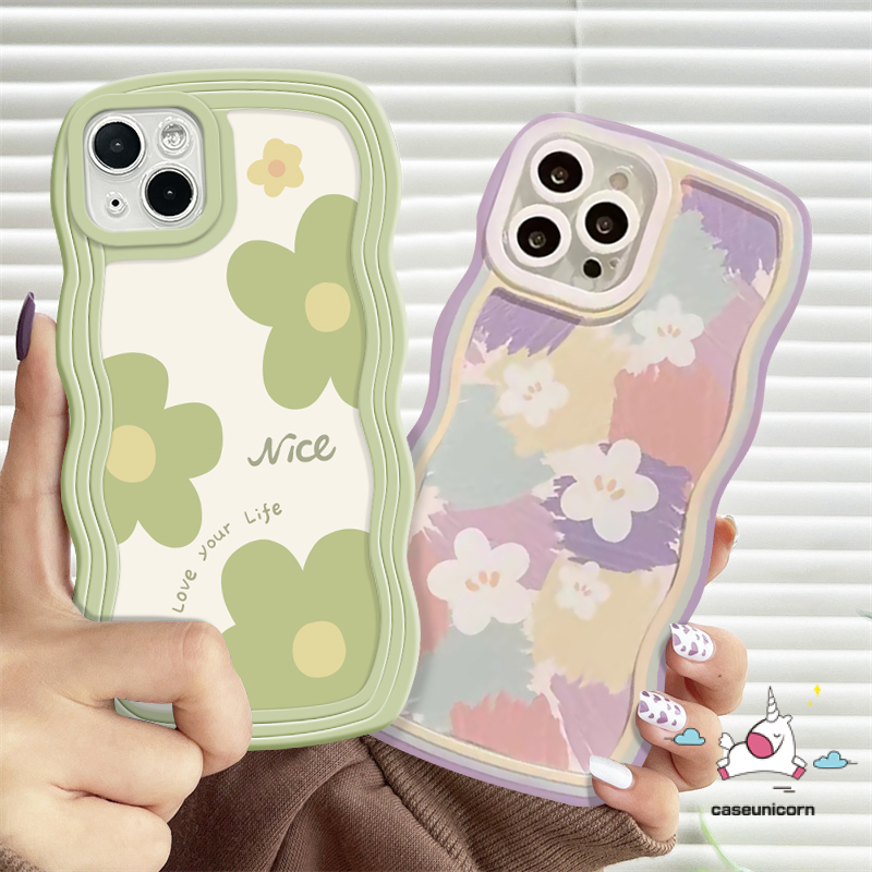 Casing Soft Case Redmi 10C 9 10 9T 9A 9C 10A A1 A1+Note 10Pro 9 8 10 11 10s 9Pro Note 11Pro+9s 11s POCO M3 X3 NFC Pro Mi 11T Pro Cat Air Warna Warni Bunga Wavy Edge Soft Sarung