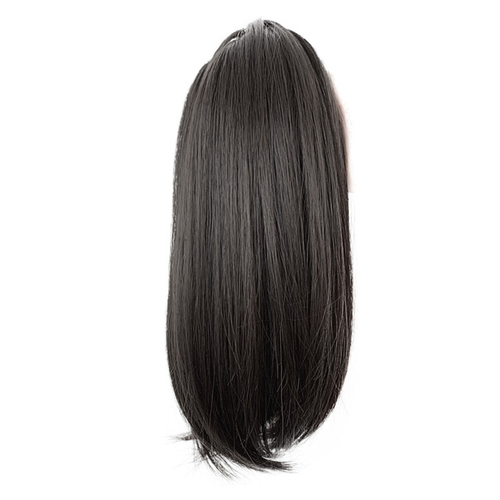 Elegan Realistis 30cm Pendek Lurus Hair Clip on Ponytail Wig Rambut Ekstensi Untuk Wanita Perempuan