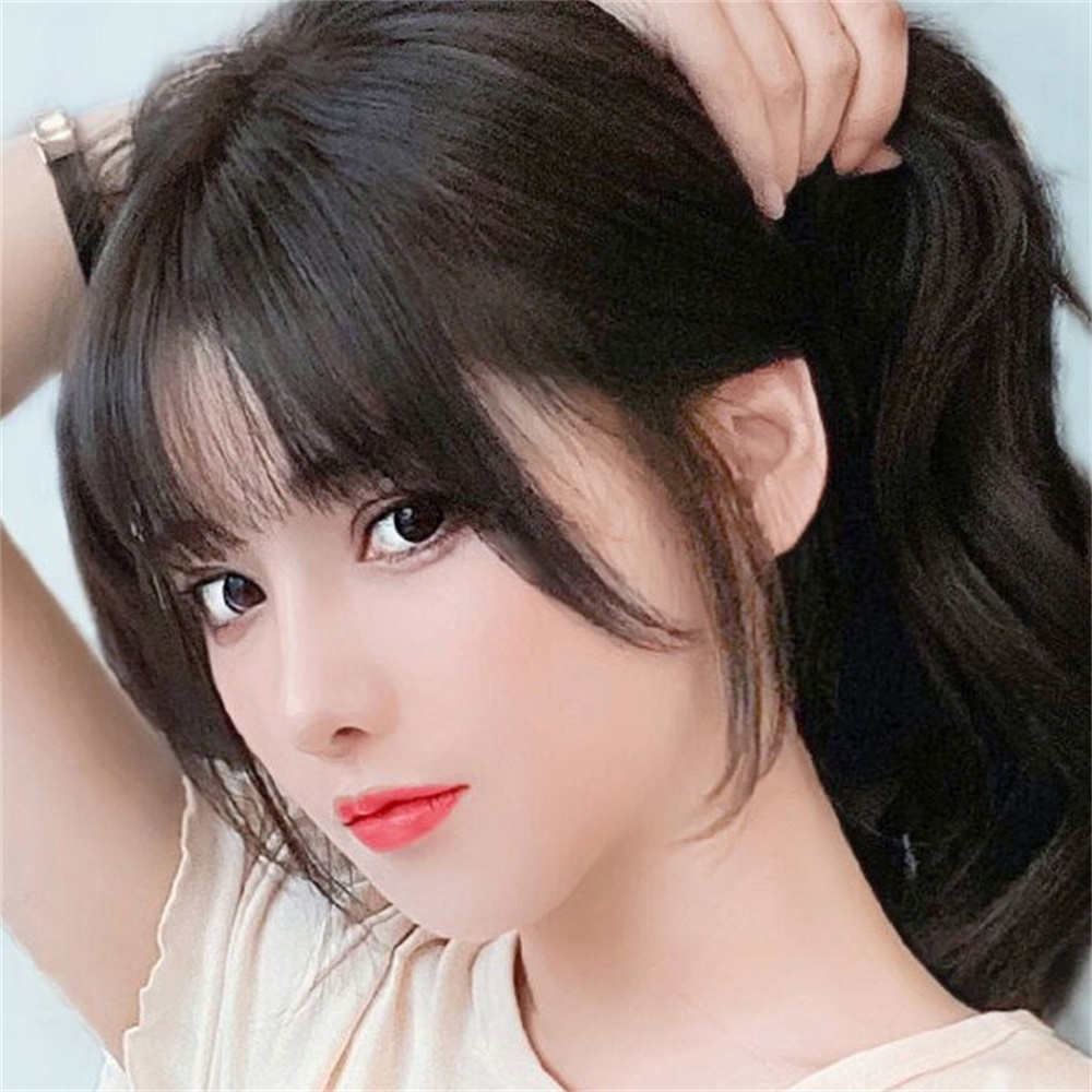 Wig Poni Udara 3D Gaya Perancis Untuk Wanita Sopak Princess Cut Poni Palsu Aksesoris Rambut