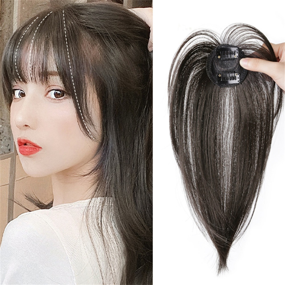 Wig Poni Udara 3D Gaya Perancis Untuk Wanita Sopak Princess Cut Poni Palsu Aksesoris Rambut