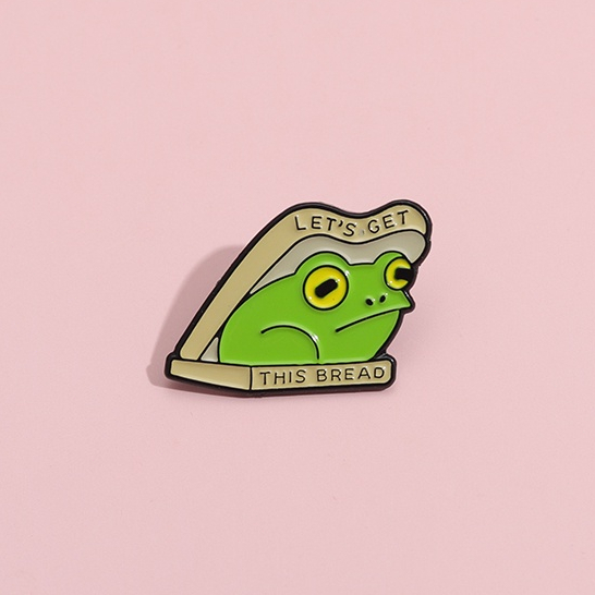 Pin Enamel Roti Kodok Lucu Froggy Bros Lencana Pakaian Kerah Pin Kartun Hewan Perhiasan Hadiah Untuk Teman