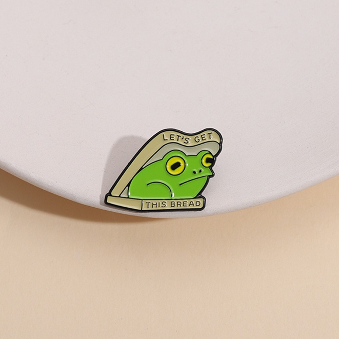 Pin Enamel Roti Kodok Lucu Froggy Bros Lencana Pakaian Kerah Pin Kartun Hewan Perhiasan Hadiah Untuk Teman