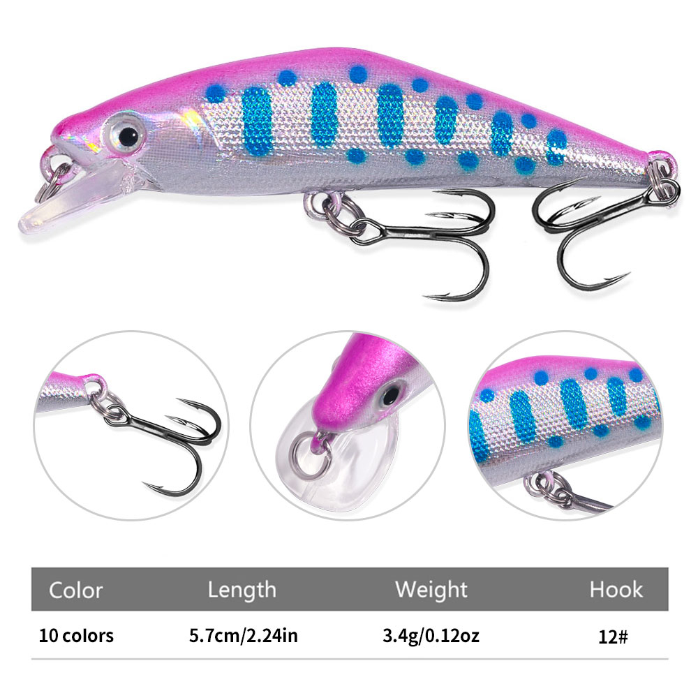 Hengjia Baru Laser Ikan Kecil 5.7cm/3.4g Wobblers Memancing Umpan Keras Umpan Panjang Pengecoran Buatan Umpan Keras Crankbait Bass Pike Bertengger Alat Pancing