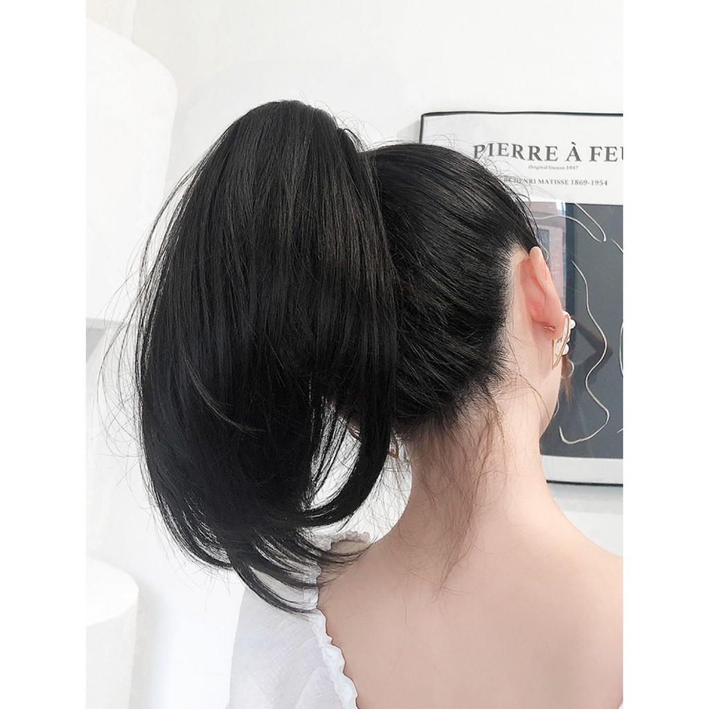 Wanita Perempuan Pendek Lurus Ponytail Wig Rambut Klip Gaya Invisible Hair Extension 30cm