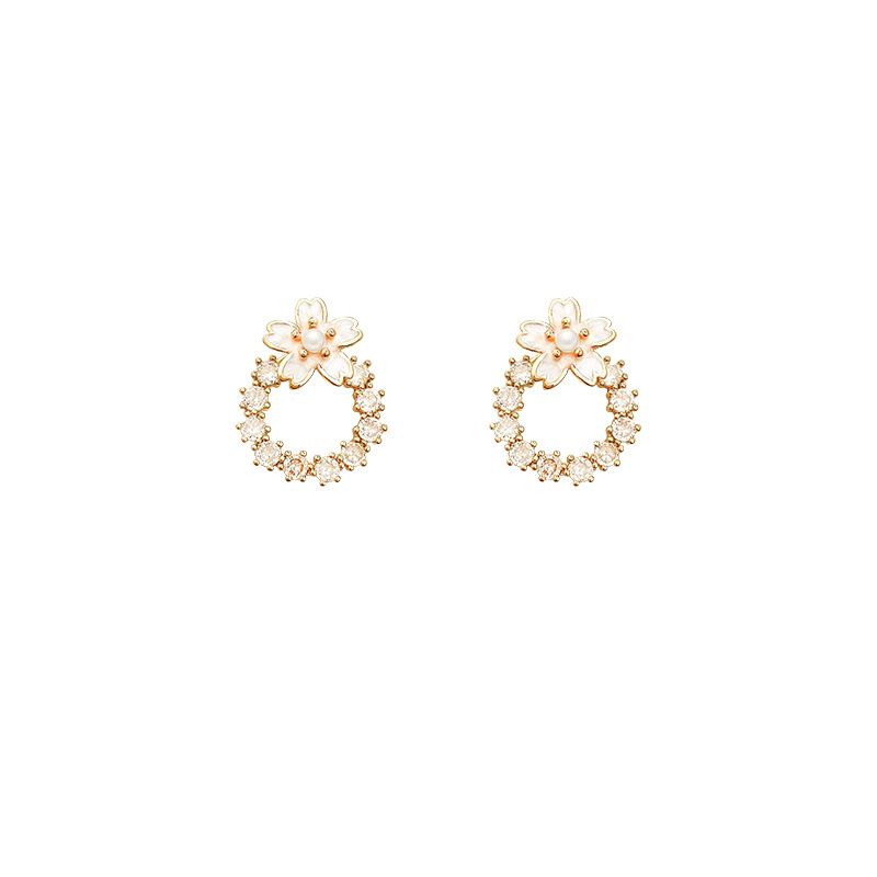 925jarum Perak Mewah Zirkon Bunga Anting Untuk Wanita Fashion Stud Earrings