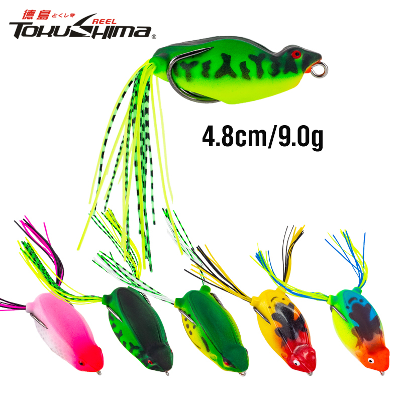 1pcs Soft Frog Lure 4.8cm/9.0g Ray Frog Floating Toman Swimbait 3D Eyes Snakehead Umpan Pancing Ikan Topwater Umpan Casting Dengan Kait Ganda