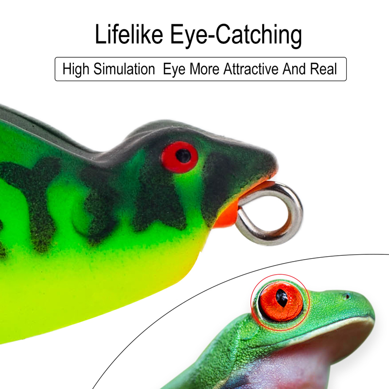 1pcs Soft Frog Lure 4.8cm/9.0g Ray Frog Floating Toman Swimbait 3D Eyes Snakehead Umpan Pancing Ikan Topwater Umpan Casting Dengan Kait Ganda