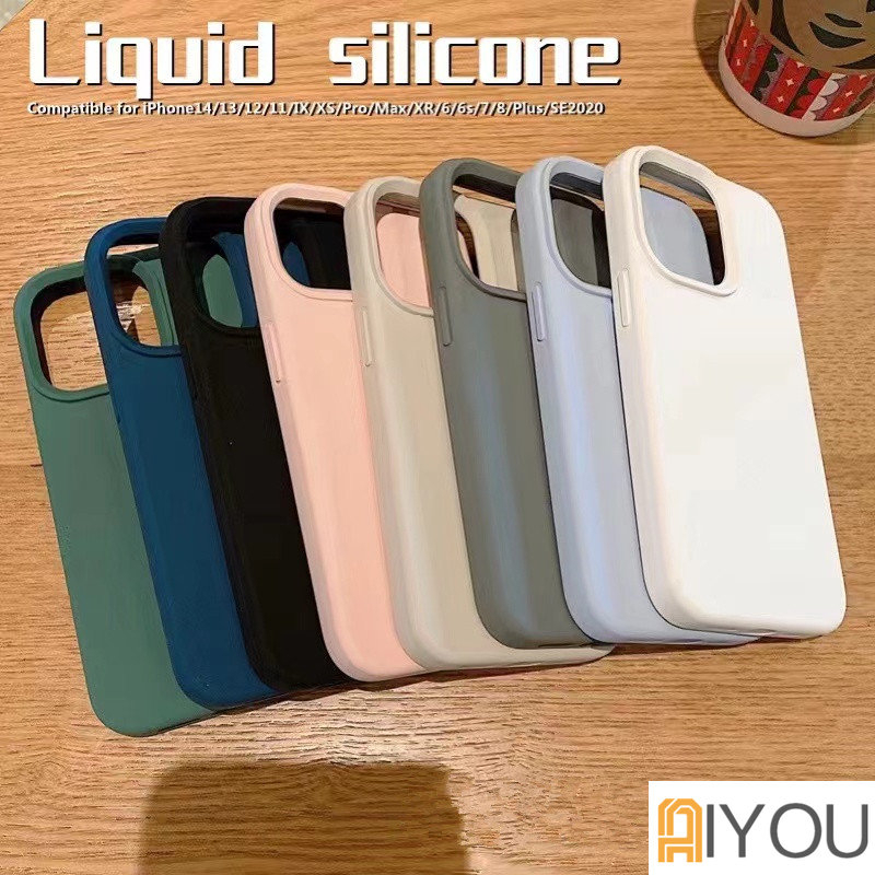 Morandi color mobile iP 14 13 12 11 pro X XR XS MAX mobileip... case i7 i6 6S + 8plus official website liquid silicone case