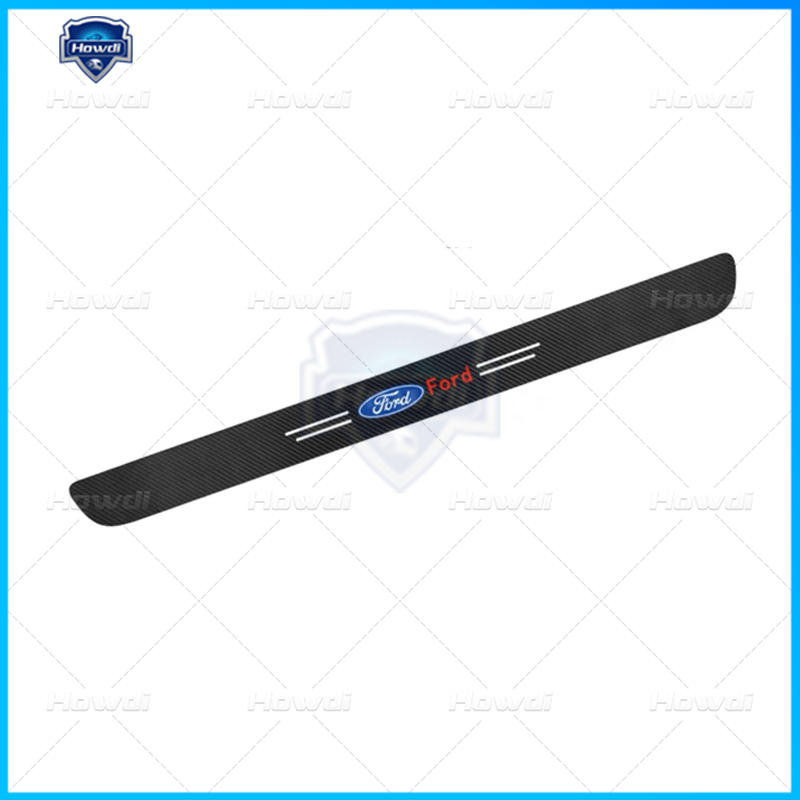 [4pc/Set] Pintu Mobil Side Step Sill Strip Serat Karbon Kulit Anti Gores Pelindung Stiker Fiber Untuk Ford