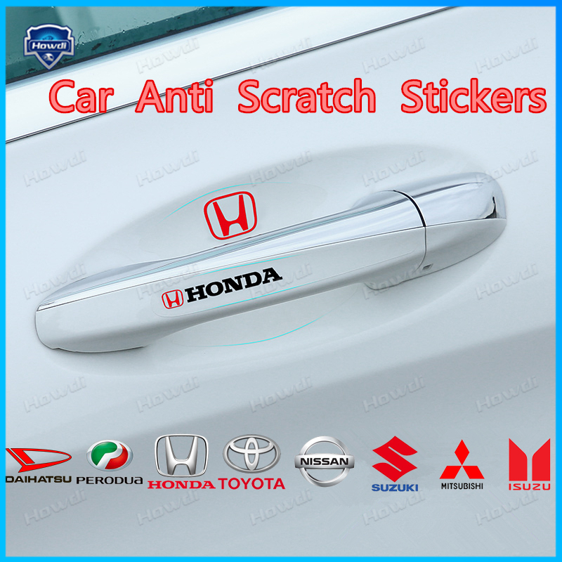 8pc/set Stiker Gagang Pintu Mobil Universal Pelindung Gagang Mobil Pegangan Mobil Stiker Anti Gores Dengan Logo