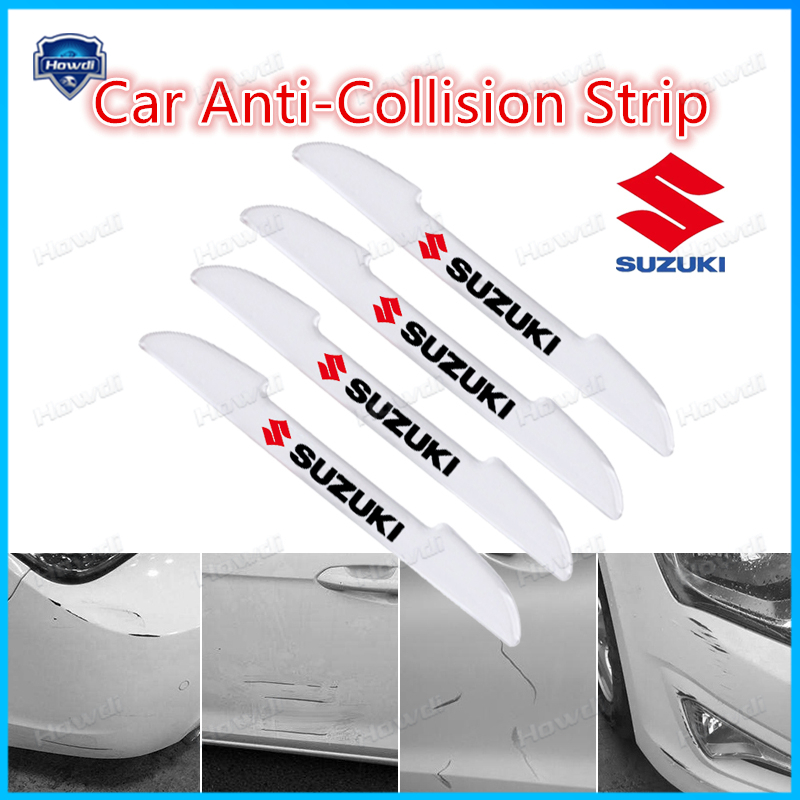 4pcs Stiker Bar Pelindung Tepi Pintu Mobil Anti-Tabrakan Pelindung Samping Silikon Pengaman Belakang Untuk Suzuki