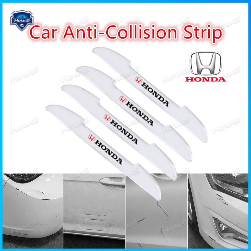 4pcs Stiker Bar Pelindung Tepi Pintu Mobil Anti-Tabrakan Pelindung Samping Silikon Pengaman Belakang Untuk Honda