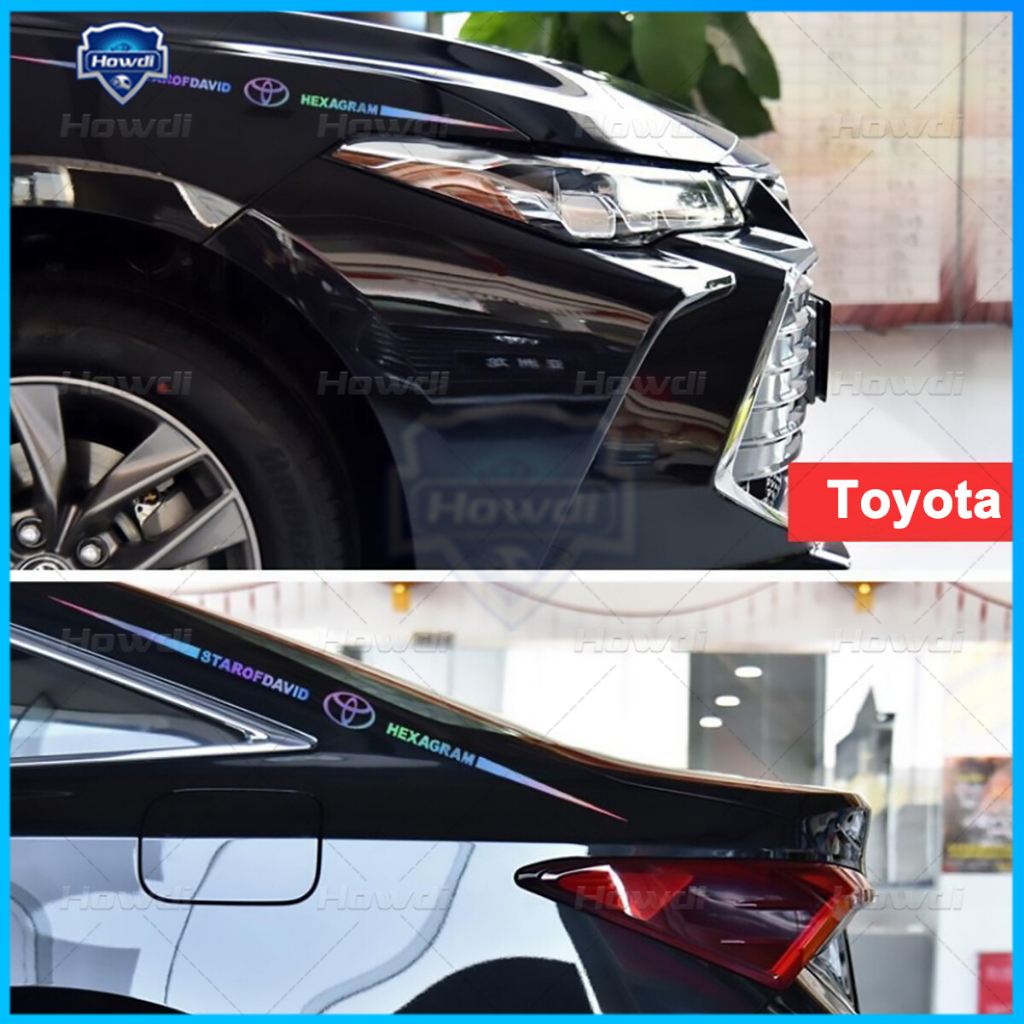 1pc Stiker Laser Dekorasi Mobil Reflektif Warna-Warni Body Pintu Mobil Tahan Air Refit Stickers Dengan logo Mobil