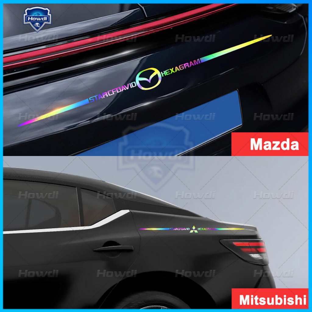 1pc Stiker Laser Dekorasi Mobil Reflektif Warna-Warni Body Pintu Mobil Tahan Air Refit Stickers Dengan logo Mobil