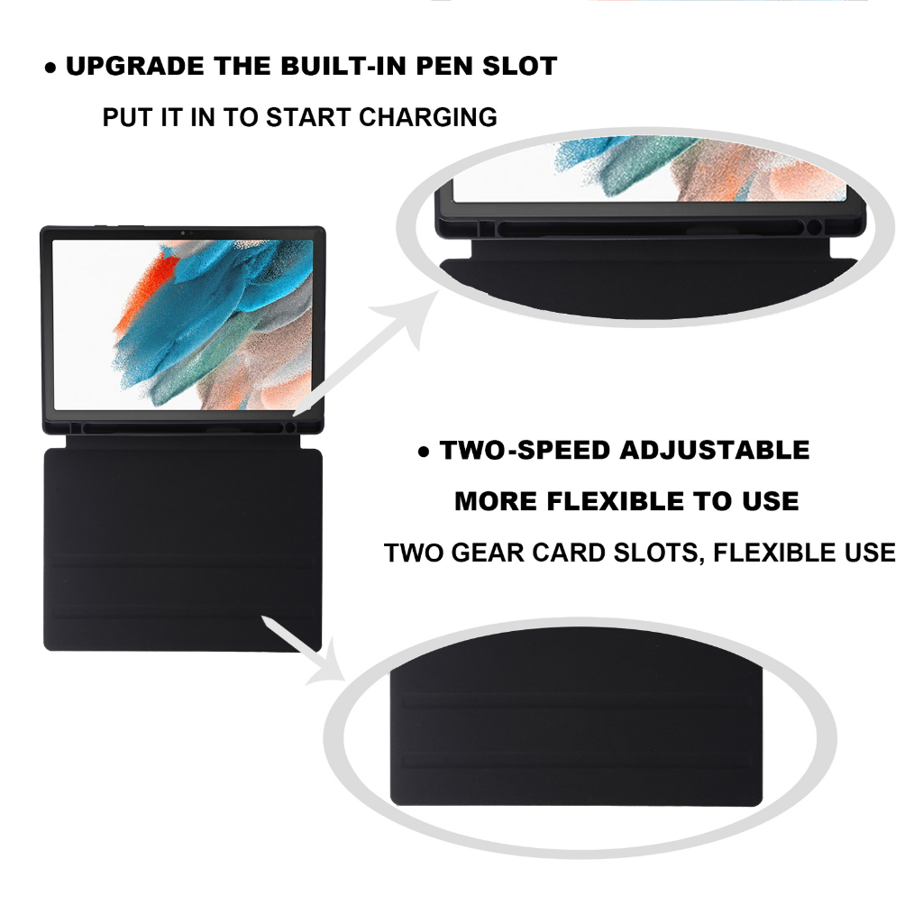 Untuk Samsung Galaxy Tab A8 10.5 (2021) 10.5 &quot;SM-X200 SM-X205 Fashion360° Rotating Stand High End Acrylic Clear Cover Dengan Slot Pulpen Tablet Pelindung Flip Case