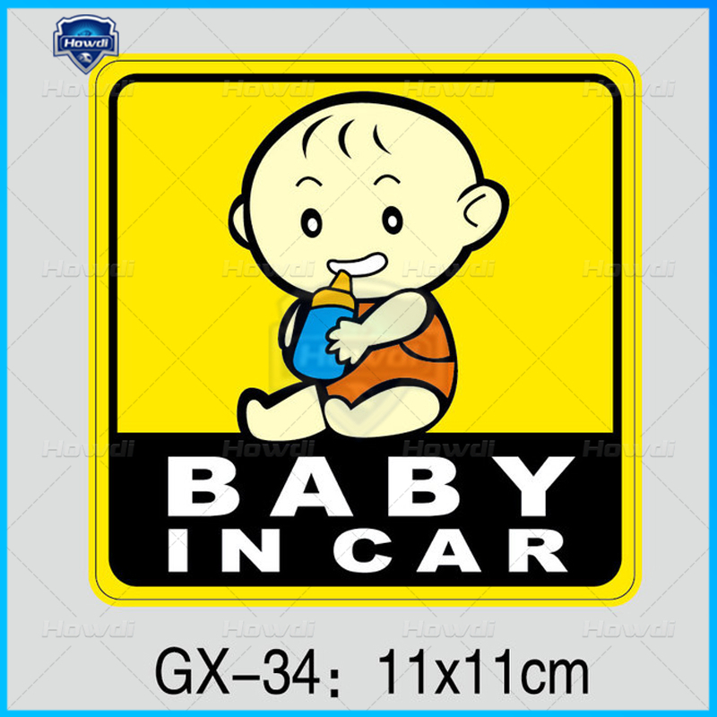 Baby IN CAR Sticker Baby on Board Decal Pintu Jendela Decal Kartun Laser Peringatan Keselamatan