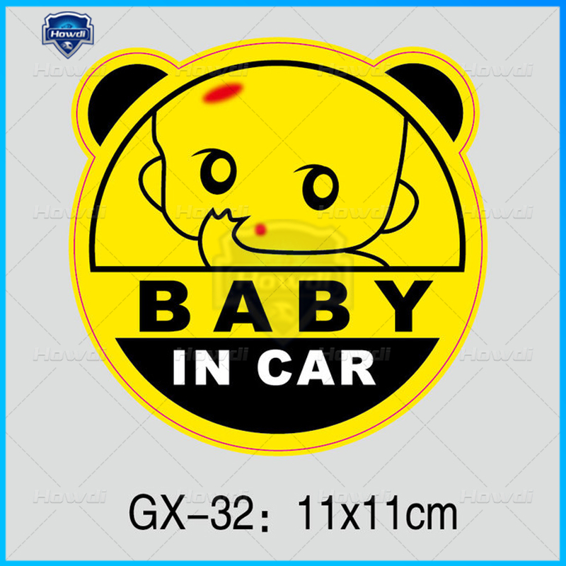 Baby IN CAR Sticker Baby on Board Decal Pintu Jendela Decal Kartun Laser Peringatan Keselamatan