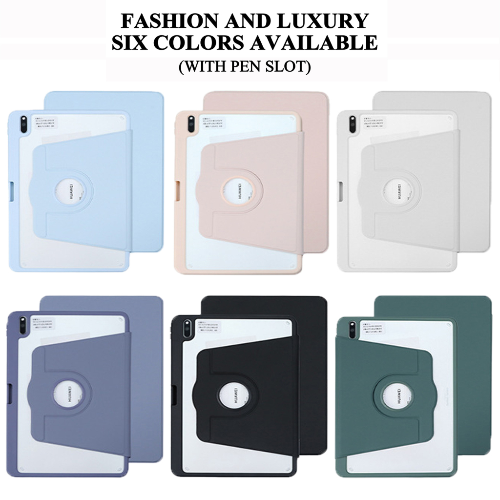 Untuk Honor Pad V8 Pro (2022) 12.1 &quot;ROD-W09 Honor Pad8 (2022) 12.0&quot; HEY-W09 Huawei Tablet 8fashion360° Penutup Bening Akrilik Berputar Dengan Stand Slot Pulpen Tablet Pelindung Flip Case