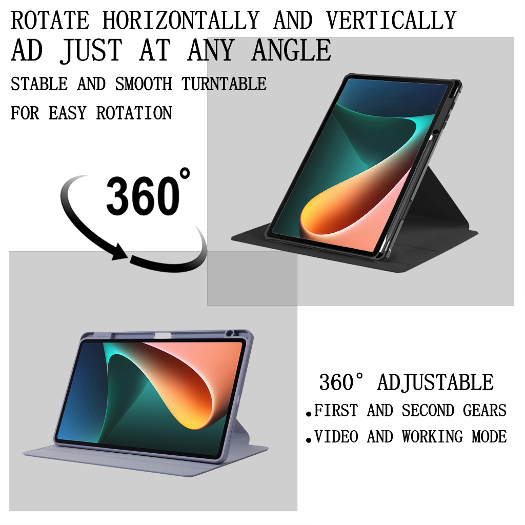 Untuk Honor Pad V8 Pro (2022) 12.1 &quot;ROD-W09 Honor Pad8 (2022) 12.0&quot; HEY-W09 Huawei Tablet 8fashion360° Penutup Bening Akrilik Berputar Dengan Stand Slot Pulpen Tablet Pelindung Flip Case