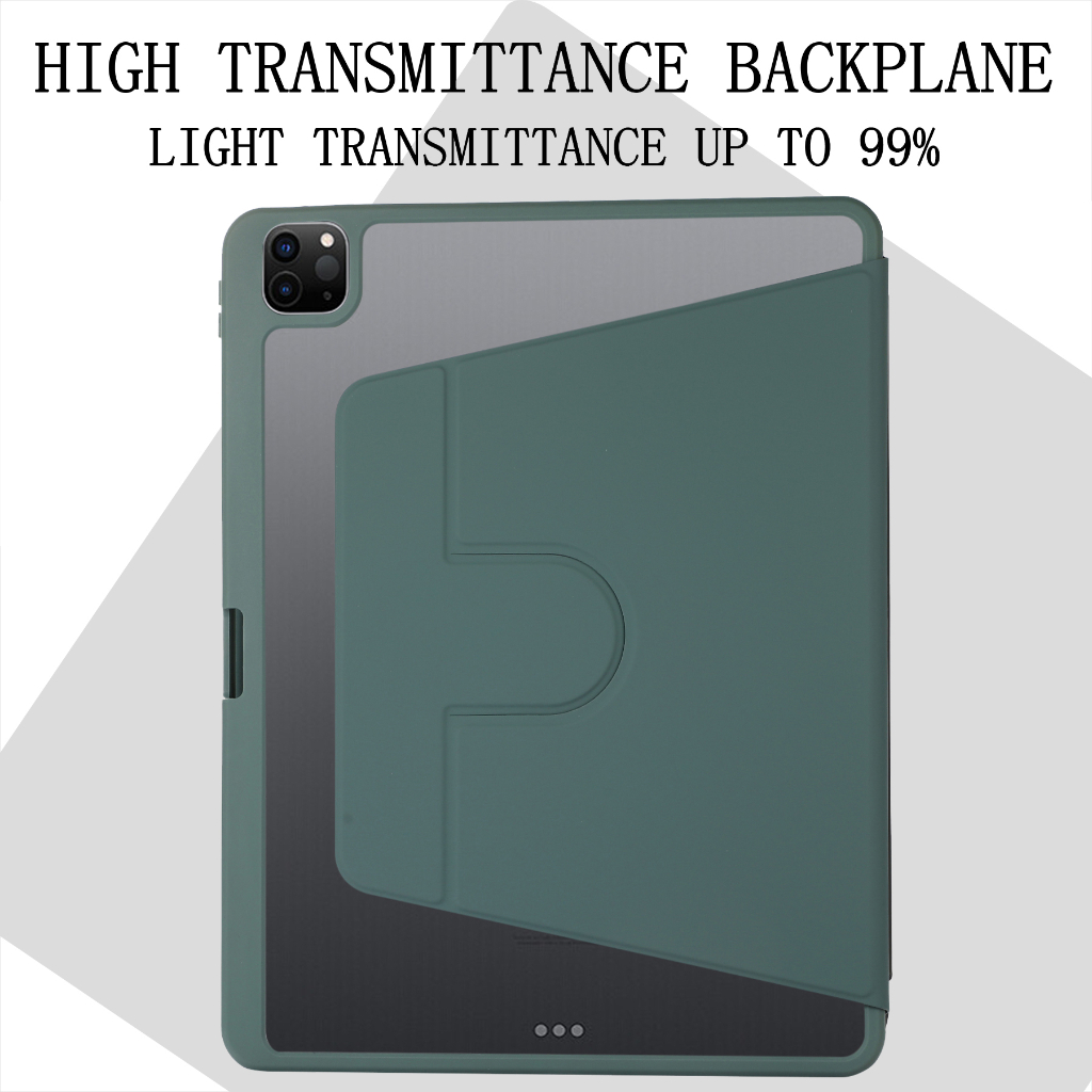 Untuk iPad Pro 12.9 2022 2021 2020 2018 iPad Pro 12.9-inch 5th 4th 3rd generation Fashion360° Penutup Bening Akrilik Berputar Dengan Stand Slot Pulpen Flip Case Pelindung Tablet Mewah