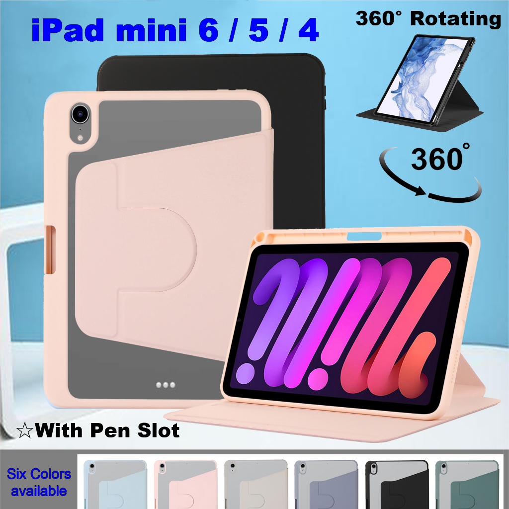 For iPad Mini6 (2021) 8.3 &quot;A2568 iPad mini (Generasi Ke-6) iPad Mini5 4 7.9&quot; Fashion360° Penutup Bening Akrilik Dapat Berputar Dengan Stand Slot Pulpen Flip Case Pelindung Tablet Mewah