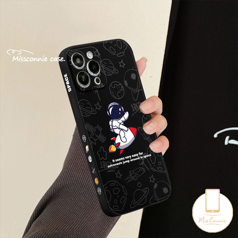 Casing Oppo A57 A96 A17 A5 A16 A7 A53 A76 A36 A94 A9 A11 A95 Reno 8t 6 5F 8 5 7 A54 A12 A31 A1K A78 A55 A15 A52 A5s A3s A74 Astronot NASA Lucu Lembut Lurus Pinggir Samping Case Motif