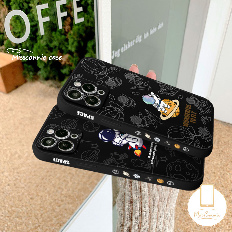 Vivo Y16 Y11 Y20 Y22s Y11s Y35 Y02 Y12 Y15 Y31 Y30 Y30i Y15S Y95 Y12i Y91C Y93 Y20i Y51 Y12A Y91 Y50 Y22 Y53 Y12s Y20s Pola Samping Striaght Edge Lucu Astronot NASA Soft Case