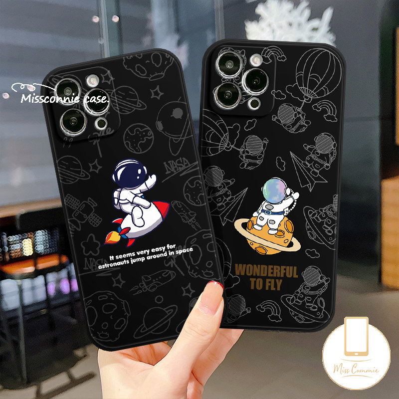 Vivo Y16 Y11 Y20 Y22s Y11s Y35 Y02 Y12 Y15 Y31 Y30 Y30i Y15S Y95 Y12i Y91C Y93 Y20i Y51 Y12A Y91 Y50 Y22 Y53 Y12s Y20s Pola Samping Striaght Edge Lucu Astronot NASA Soft Case