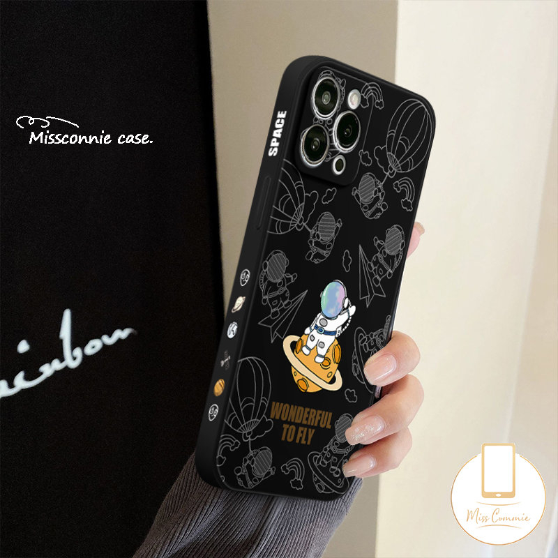 Casing Motif Samping Redmi 9A 10A 12C 9T 9 10 9C NFC Redmi Note 9 10s 11 10 8 10Pro 10 Pro Max Plus Poco F4 F3 Pro Tepi Lurus Lucu Kartun Astronot NASA Lembut Tpu Penutup Belakang