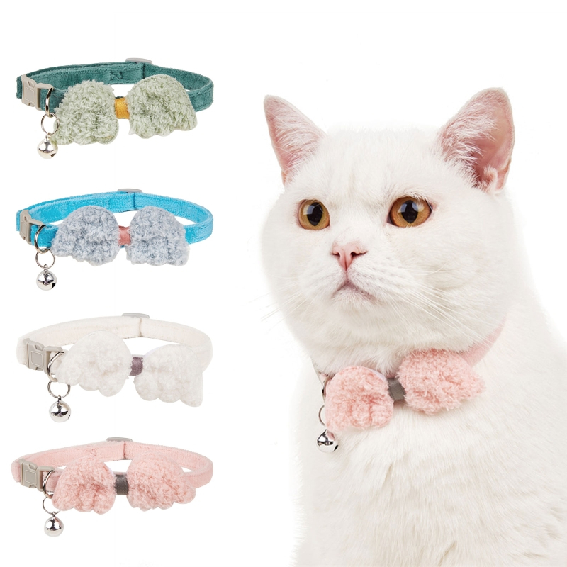 Kalung Leher Kucing / Anjing Peliharaan Bahan plush Lembut Skin friendly Dengan Lonceng