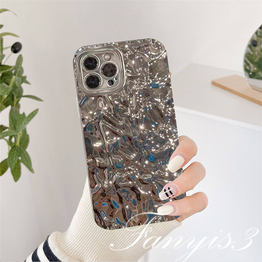 Compatible For IPhone 14 13 12 11 Pro Max X XR Xs Max 8 7 6 6s Plus S0E 2020 Kompatibel Untuk Mewah Perak Pola Batu Electroplating Phone Case TPU Silicon Lembut Cover Pelindung