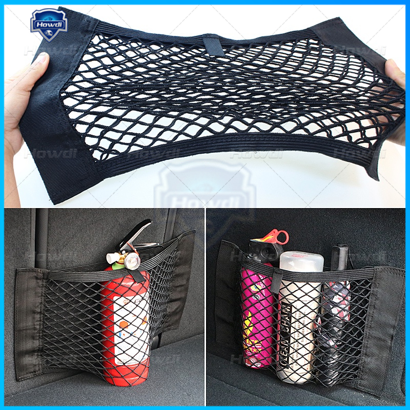 Magic Tape Car Trunk Seat Back Mesh Kantong Elastis Tas Penyimpanan