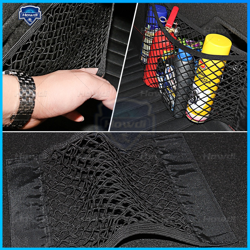 Magic Tape Car Trunk Seat Back Mesh Kantong Elastis Tas Penyimpanan